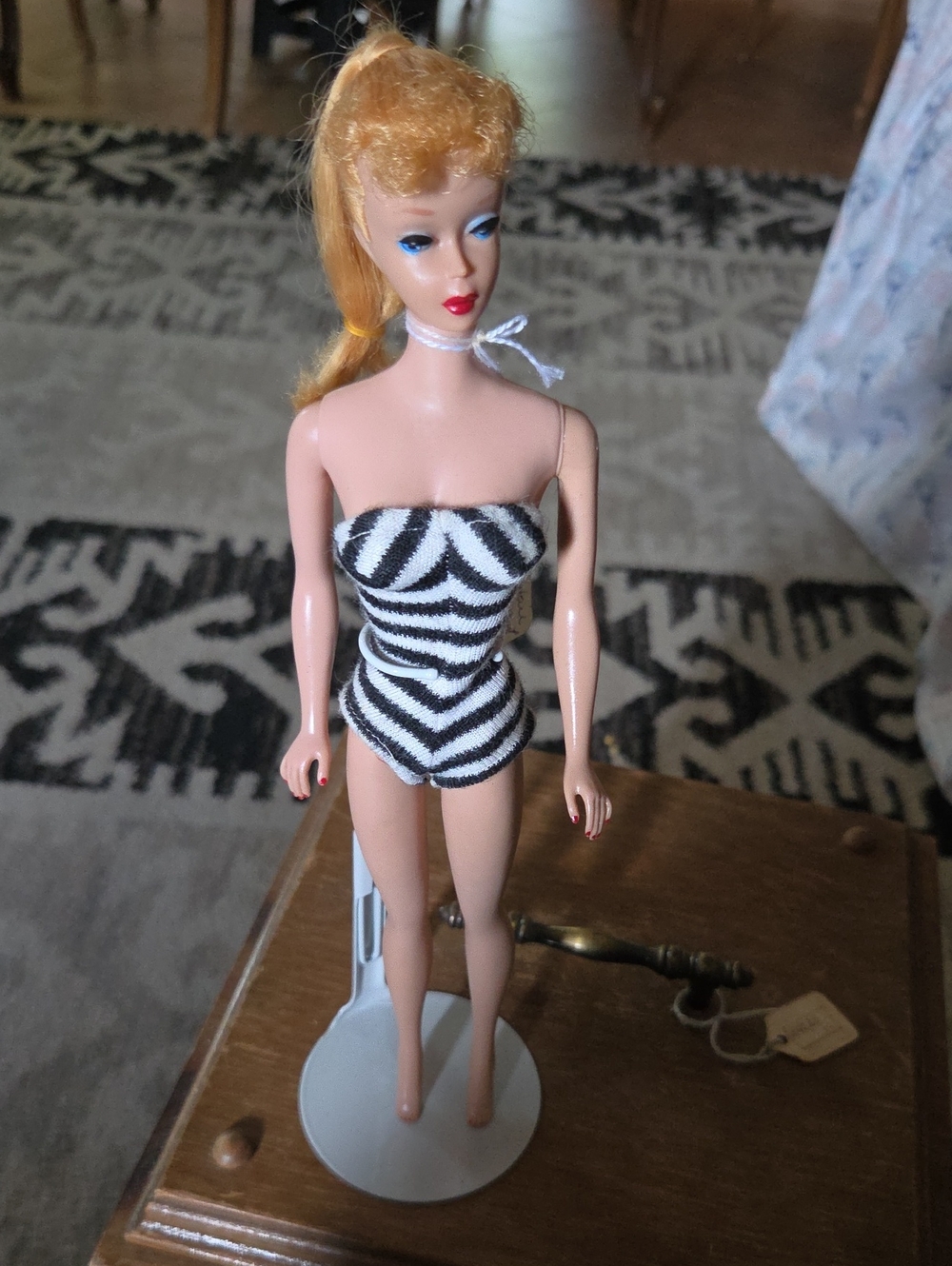 Vintage 1960's Barbie in Black & White Zebra Swimsuit